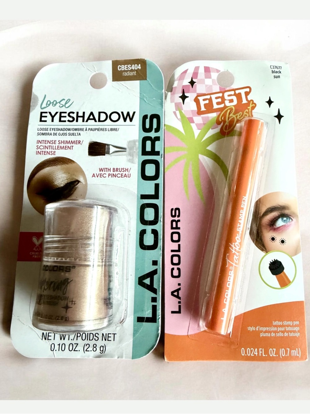 $ Sale L.A. COLORS 2pc Eyeshadow Radiant Shimmer and black face tattoo stick